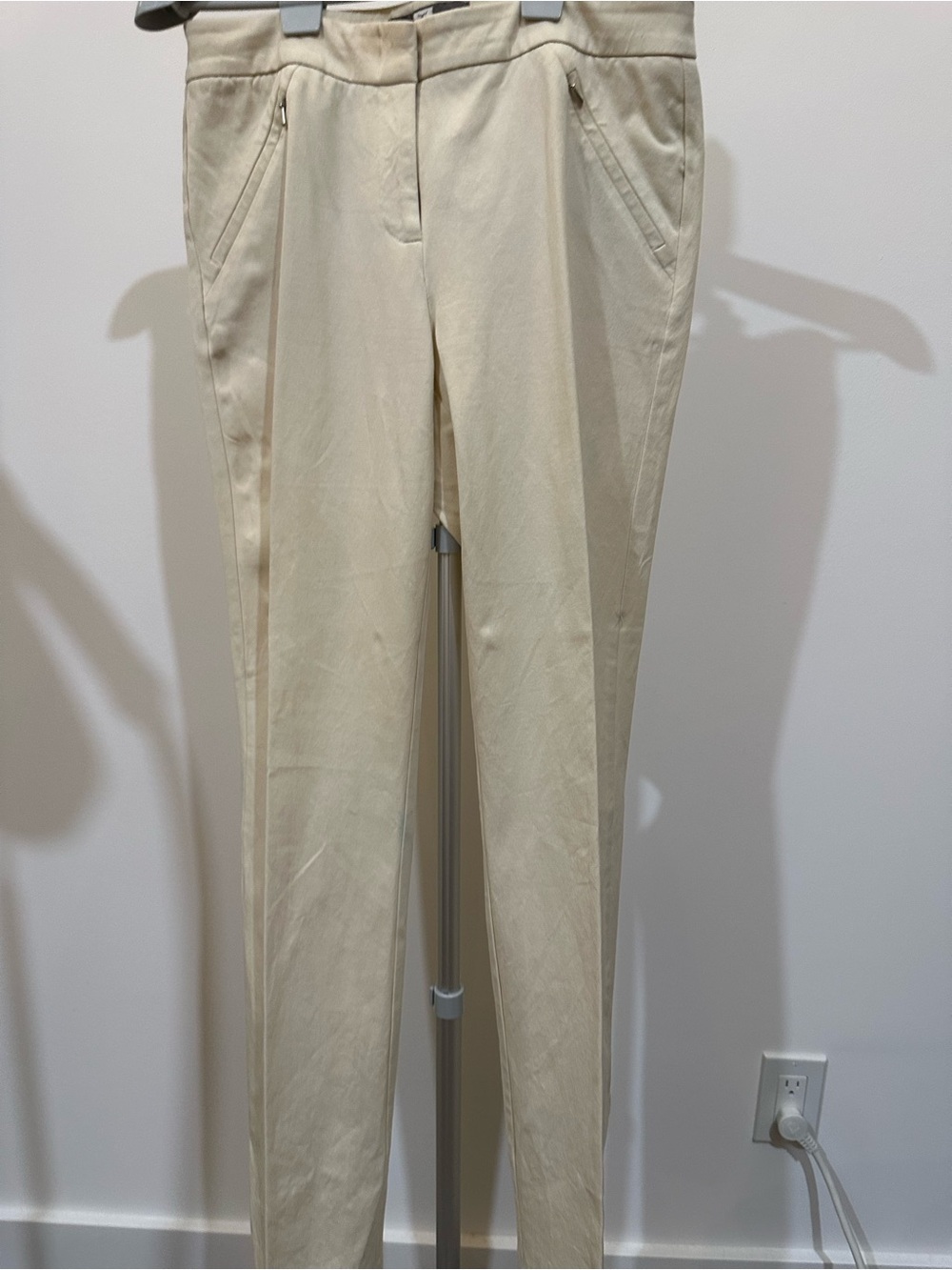 Tristan Cream Chinos - Slim Flat Front